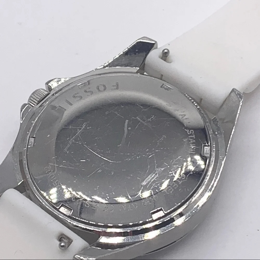 Fossil Jeweled Watch White Latex Band ES2344 - Picture 5 of 5